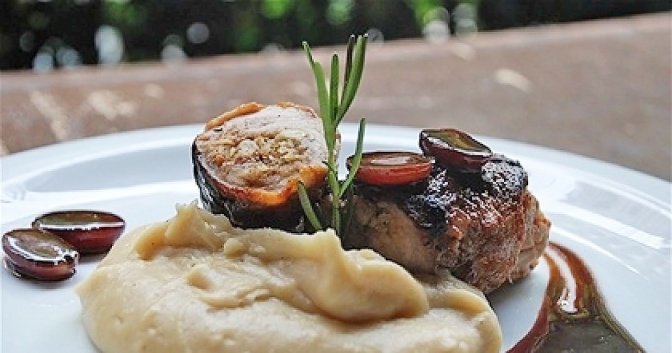 lombo com pure de castanha